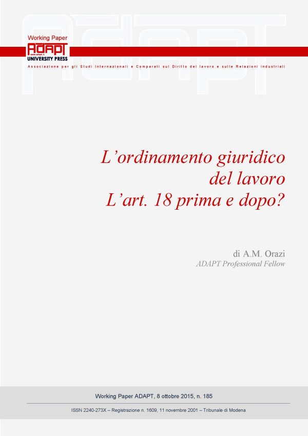 L’ordinamento giuridico del lavoro L’art. 18 prima e dopo?