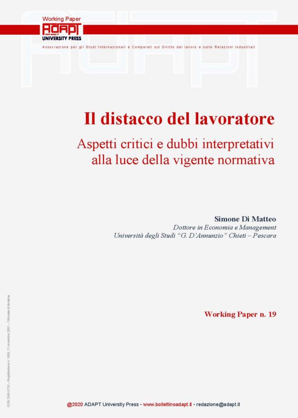 Il distacco del lavoratore. Aspetti critici e dubbi interpretativi alla luce della vigente normativa