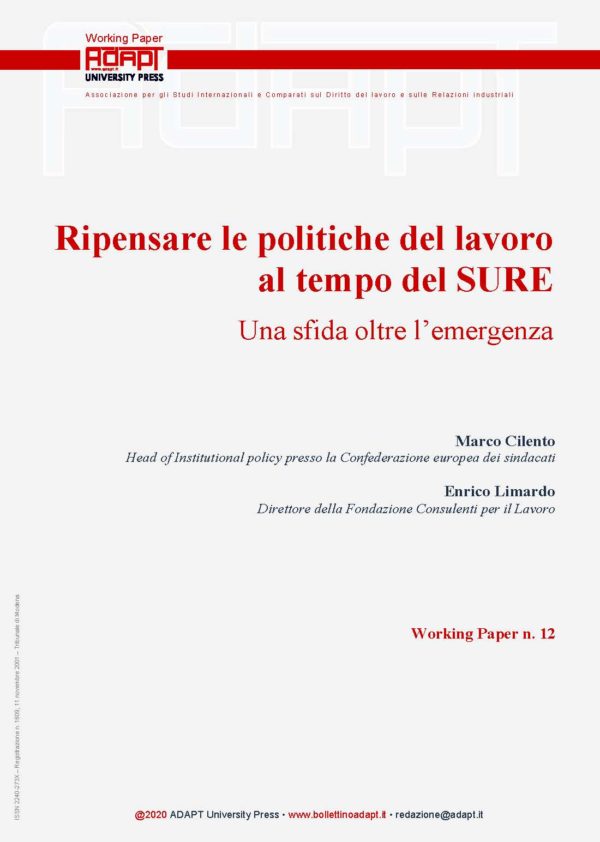 Ripensare le politiche del lavoro al tempo del SURE. Una sfida oltre l’emergenza