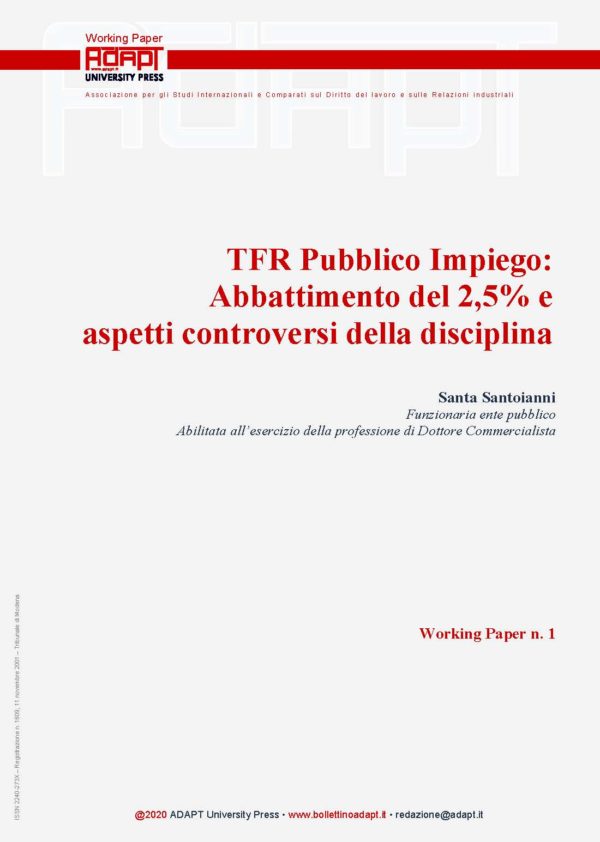 TFR Pubblico Impiego: Abbattimento del 2,5% e aspetti controversi della disciplina