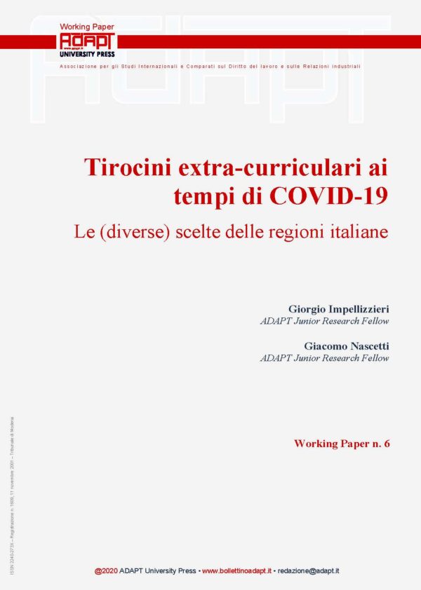 Tirocini extra-curriculari ai tempi di COVID-19. Le (diverse) scelte delle regioni italiane