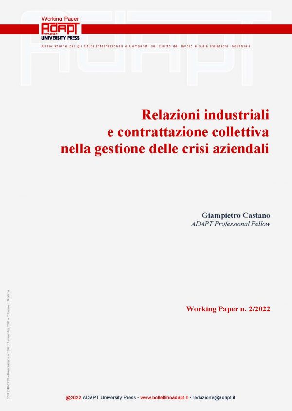 Relazioni industriali e contrattazione collettiva nella gestione delle crisi aziendali