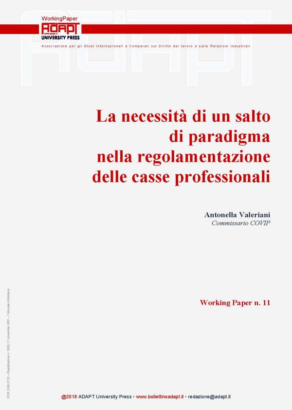 La necessità di un salto di paradigma nella regolamentazione delle casse professionali