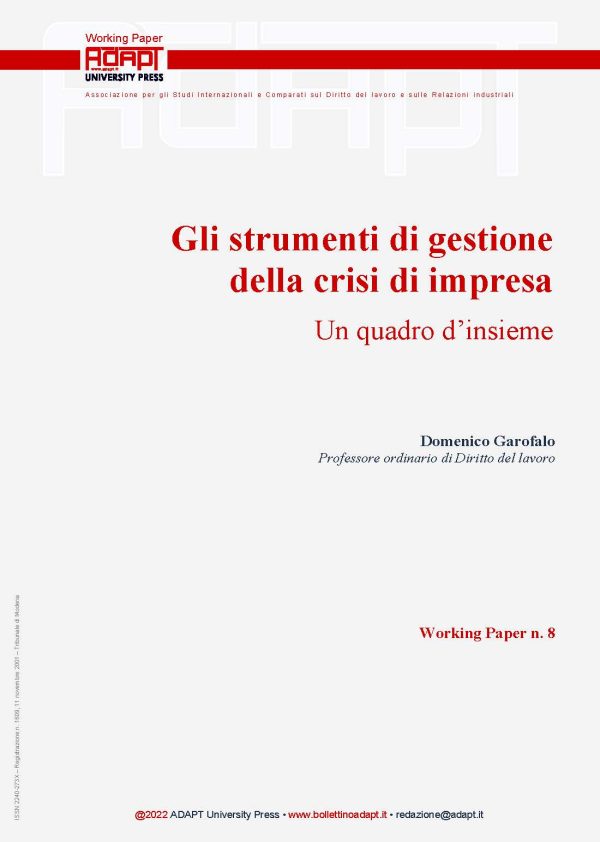 Gli strumenti di gestione della crisi di impresa. Un quadro d’insieme