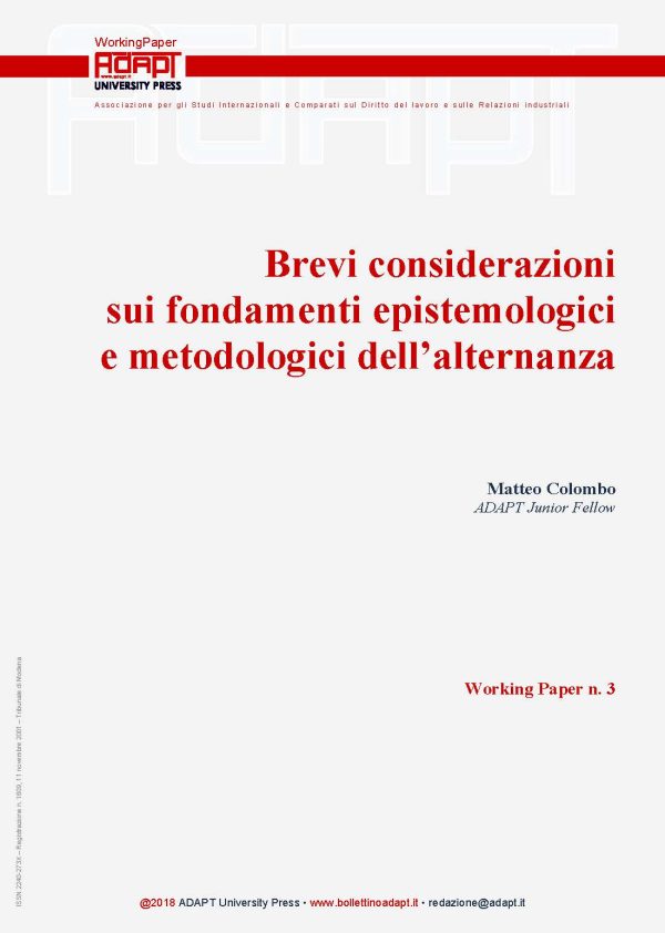 Brevi considerazioni sui fondamenti epistemologici e metodologici dell’alternanza