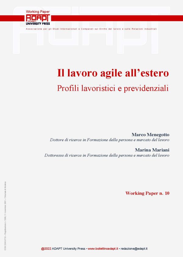 Il lavoro agile all’estero. Profili lavoristici e previdenziali