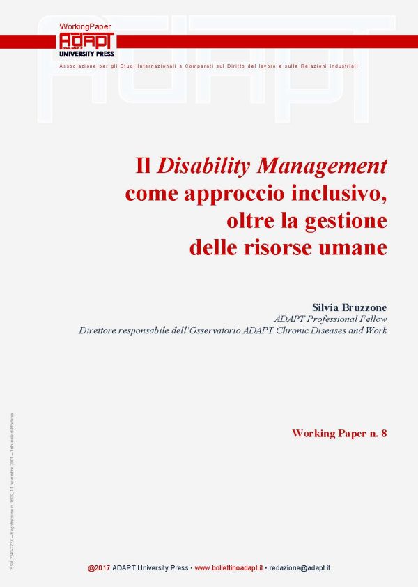 Il Disability Management come approccio inclusivo, oltre la gestione delle risorse umane