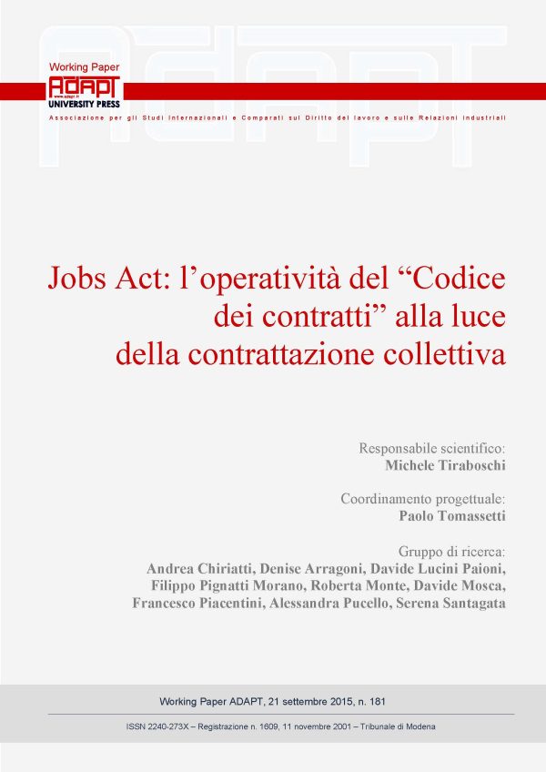 Jobs Act: l’operatività del “Codice dei contratti” alla luce della contrattazione collettiva
