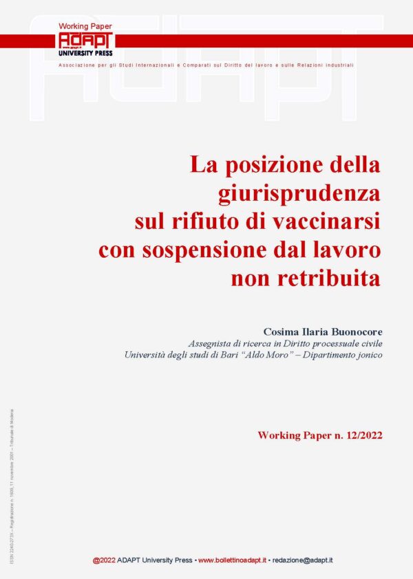 La posizione della giurisprudenza sul rifiuto di vaccinarsi con sospensione dal lavoro non retribuita