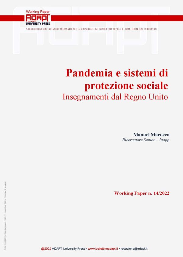 Pandemia e sistemi di protezione sociale. Insegnamenti dal Regno Unito