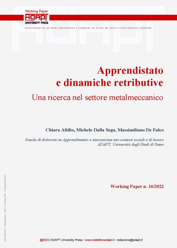 Apprendistato e dinamiche retributive. Una ricerca nel settore metalmeccanico