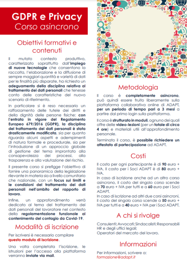 Corso asincrono - GDPR e Privacy - Regolamento Europeo 679/2016