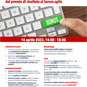 Corso sincrono-asincrono ADAPT: La retribuzione variabile e per obiettivi: dal premio di risultato al lavoro agile