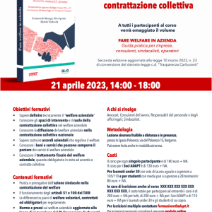 Corso sincrono-asincrono ADAPT: Welfare aziendale e contrattazione collettiva