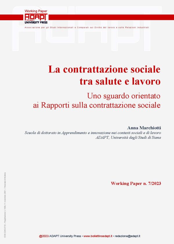 La contrattazione sociale tra salute e lavoro. Uno sguardo orientato ai Rapporti sulla contrattazione sociale