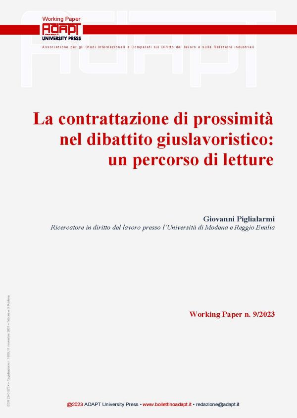 La contrattazione di prossimità nel dibattito giuslavoristico: un percorso di letture
