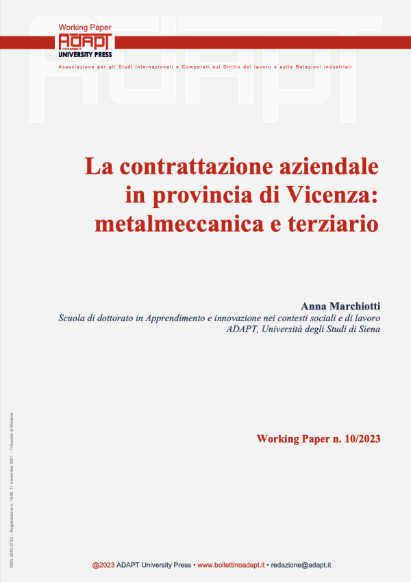 La contrattazione aziendale in provincia di Vicenza: metalmeccanica e terziario