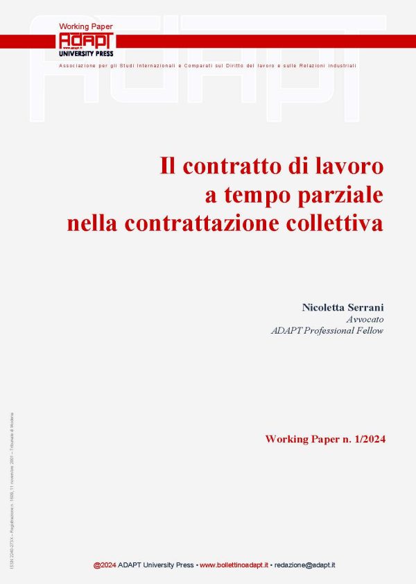 Il contratto di lavoro a tempo parziale nella contrattazione collettiva