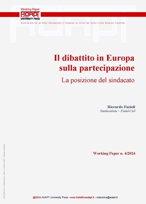 Il dibattito in Europa sulla partecipazione. La posizione del sindacato