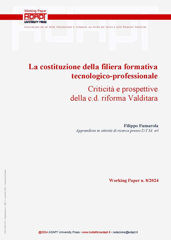 La costituzione della filiera formativa tecnologico-professionale. Criticità e prospettive della c.d. riforma Valditara