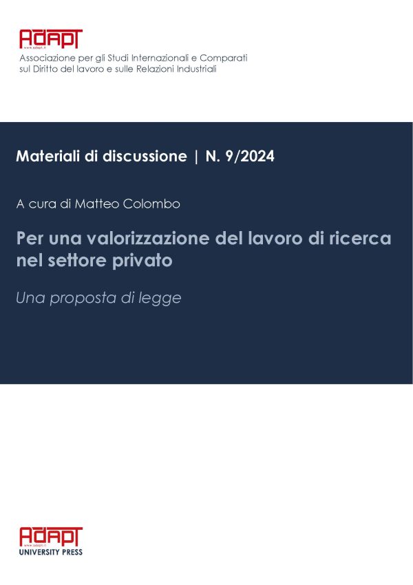 Per una valorizzazione del lavoro di ricerca nel settore privato. Una proposta di legge