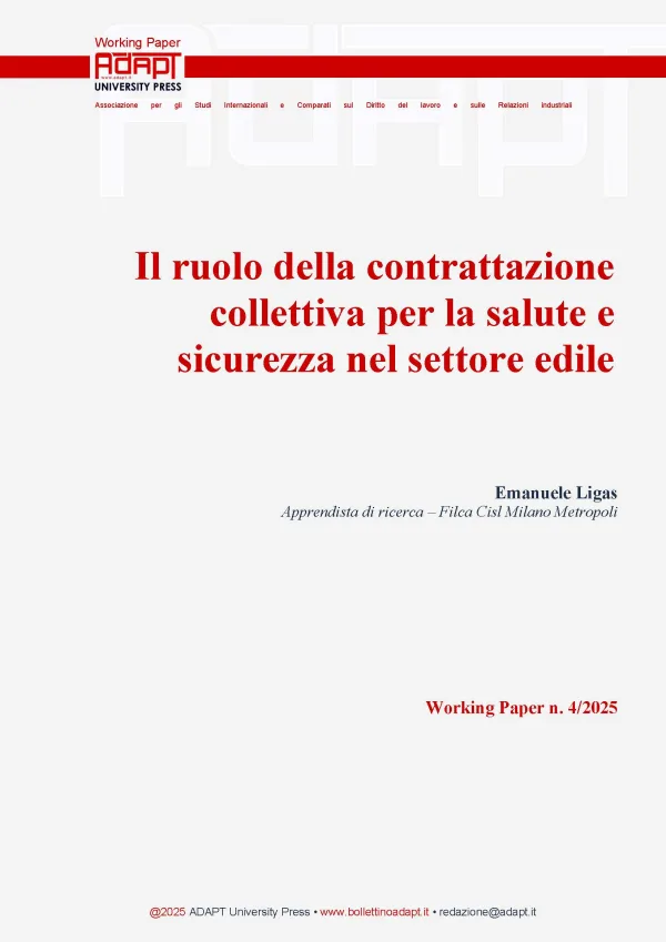 Il ruolo della contrattazione collettiva per la salute e sicurezza nel settore edile