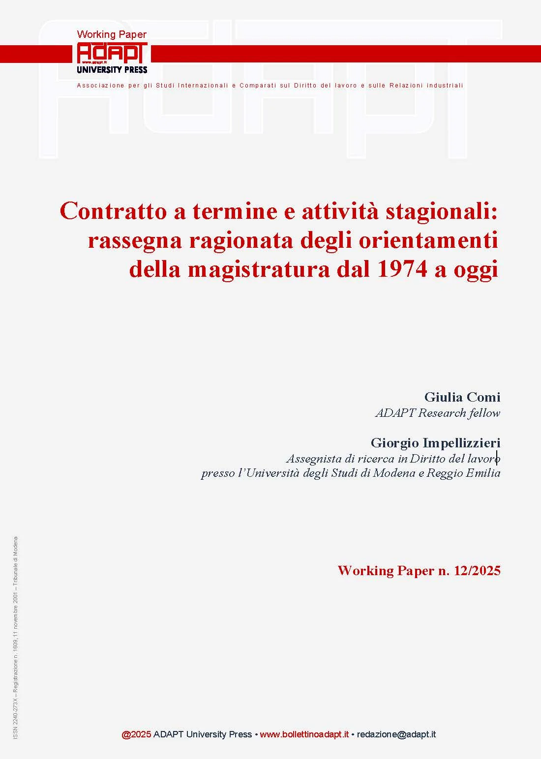 Contratto a termine e attività stagionali: rassegna ragionata degli orientamenti della magistratura dal 1974 a oggi